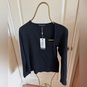 Endless Rose Black Asymmetrical Long Sleeve Top